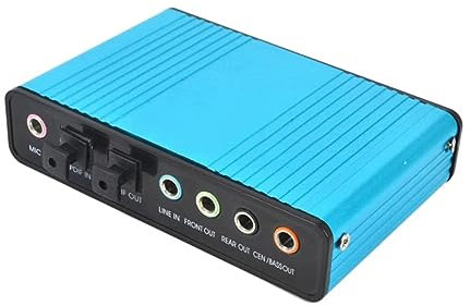 Muuoeou USB 6 Channel 5.1/7.1 Surround External Sound Card PC Laptop Desktop Tablet Audio Optical Adapter Card Easy to Use (Blue)