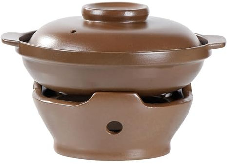 ZGFOZJGC Handmade Clay Pot with Lid, Natural Unglazed Earthen Cookware, Terracotta Pot, Casserole Dish, for Cooking & Serving with Lid,1600ml