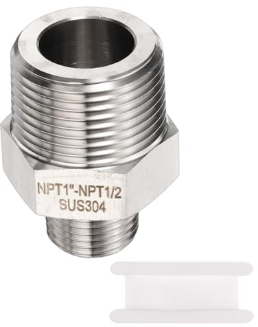 sourcing map 304 Stainless Steel Hex Nipple 1/2 NPT Male x 1 NPT Male Straight Thread Pipe Fitting Extension Pipe Fittings Connector Adapter for Water Oil Gas Tub
