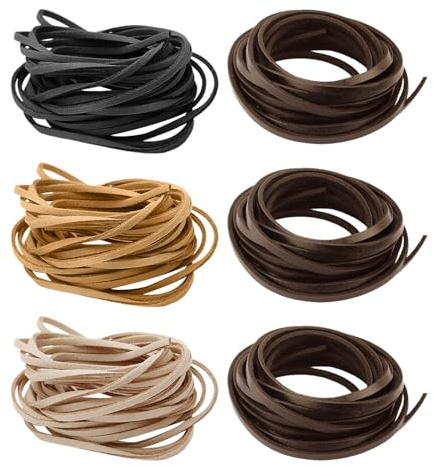 3 st mocka rep och 3 delar brunt läderrep, gör-det-själv-hantverksmaterial, enkelt och retro, kan göra smycken, hängen, skosnören