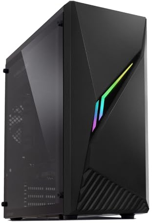 Zalman Raven ATX Mid-Tower Gaming PC Case - RGB Lighting Strip with Control Button, Full Tempered Glass Side Panel, 1 x 120mm Fan Pre-Installed, USB 3.0, Desktop Computer Case