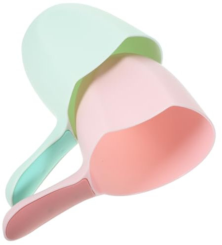 COLLBATH 2pièces Louche à Eau Plastique Pour Cuisine Et Bain Manche Antibrûlure Surface Lisse Facile à Nettoyer Accessoire Pratique Pour Salle De Bain Et Douche Rose Vert