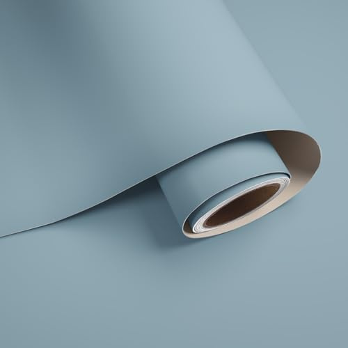 VaryPaper Papier Peint Autocollant Bleu Moderne 40cmx800cm Adesif Décoration Meuble Bleu Mat Stickers Porte Placard Armoire Papier Peint Chambre Enfant Salon Adhesif Plan de Travail Cuisine Lavable