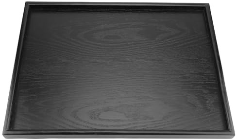 KooingTech Tablett Schwarz, Serviertablett Holz Für Tee, Speisen, Getränke, Frühstück, Wiederverwendbar Holztablett Dekoratives Für Heim, Restaurants Und Bars, 40 X 30 cm