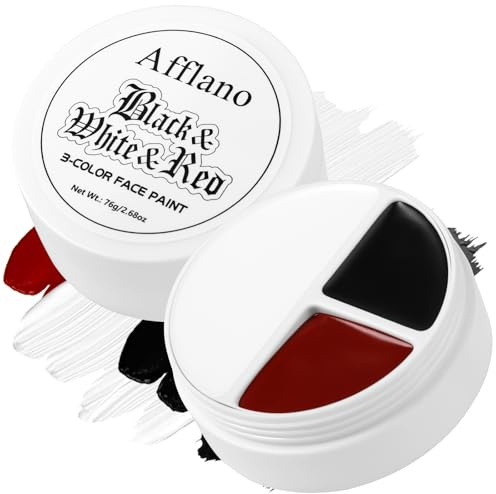 Halloween Peinture Visage Noir Blanc Rouge Goth Clown Maquillage Red White Peinture Pour Corps Halloween Maquillage Pour Visage Cosplay Scène Monstre Fantaisie Zombie SFX Squelette