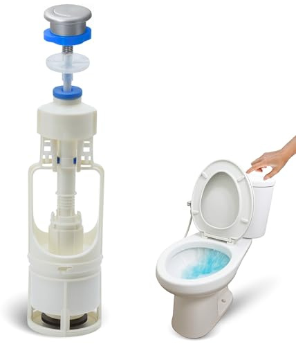 Mecanismo de descarga para WC, Válvula Descarga Inodoro, Descargador WC universal, Apto para cualquier tipo de cisterna estándar con pulsador de descarga interrumpible para ahorrar agua, interrumpible