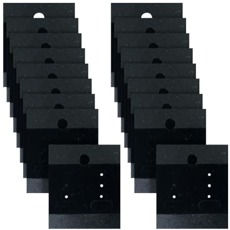 200 Stück schwarze Samt-Plastik-Ohrring-Display-Karten, kleine hängende Kreolen, Ohrringkarten, Ohrstecker-Halter, Karton-Halskette und Ohrring-Kartenhalter, Schmuckverpackungskarten für kleine