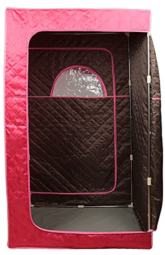 Sauna da Casa, Portatile con Generatore di Vapore, Sauna a Vapore con Telecomando, 9 Livelli di Temperatura e 9 Timer,Sedia pieghevole non inclusa, 100 * 80 * 170 cm (Rosso)