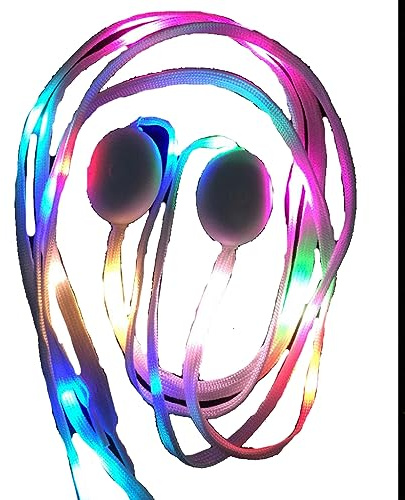 SkyPOOU Lacci per scarpe in nylon con luci lampeggianti, 3 modalità, 8 colori, per feste, hip-hop, luminosi, per bambini e adulti