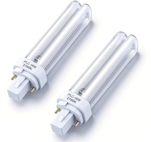 Akynite G24d-2 18W 2 Pin Compact Fluorescent Lamp, PLC 827 Warm White 2700k, 1200LM, 2U Shape, AC 220-240V, CFL 2 Pins Energy Saving Light Bulb, 2pcs