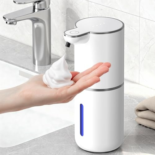 Dispensador de jabón automático, 380ml, eléctrico, de montaje en pared, sin contacto, con sensor, recargable por USB, impermeable IPX5, dispensador de jabón con espuma para baño y cocina
