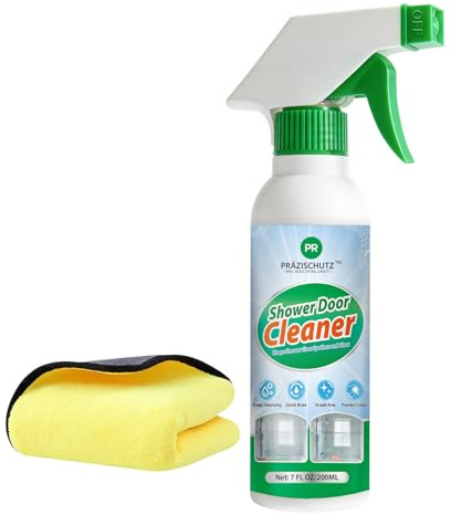 PRAZISCHUTZ Bathroom Glass Cleaner Spray - Removes Limescale, Soap Scum, and Oil Film, Streak Free Instant Shine for Mirrors, Tiles & Shower Doors | No Residue, Vinegar-Free Formula, 200ml