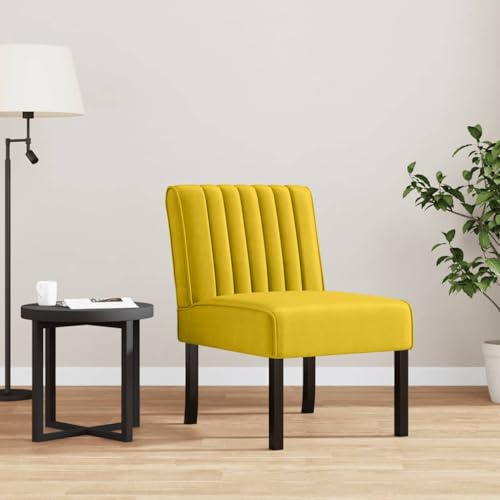 MOBCANT Polsterstuhl mit bequemer Sitzfläche, moderner Samt Gelb Finish, für Wohnzimmer und Schlafzimmer,48 x 64 x 72 cm