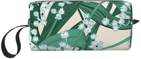 Cozimangoe Makeup Bag, Cosmetic Bag for Padded Travel Pouch Zippered Handle Multi-Purpose Small, School Work Trip Home Storage, Personalized Lily of The Valley
