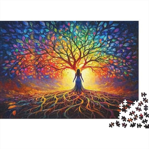 Albero della vita colorato Puzzle riciclato colorato, antistress stimolante albero luminoso per adulti dai 14 anni 70x50cm/1000 pezzi