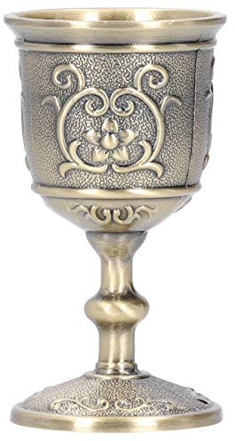 LUCKDANO Cáliz Dorado Grande Copa de Vino de Bronce Cáliz Real Europeo en Relieve - Ideal para Fiestas, Bodas y Coleccionismo - Perfecto para Vino y Leche - Opciones de Tamaño de 9,2 Cm 7,3 Cm (S)