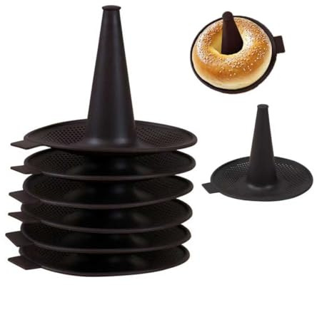 Lot de 6 Moules pour Préparer Bagels Silicone Marron pour la pâtisserie les beignets le pain la pâtisserie pour bagels et beignets