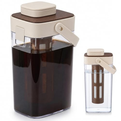 Cafetera Cold Brew de 1000 ml con filtro, reutilizable, conservación en frío a largo plazo, para té frío, té de frutas, zumo (café de arroz)