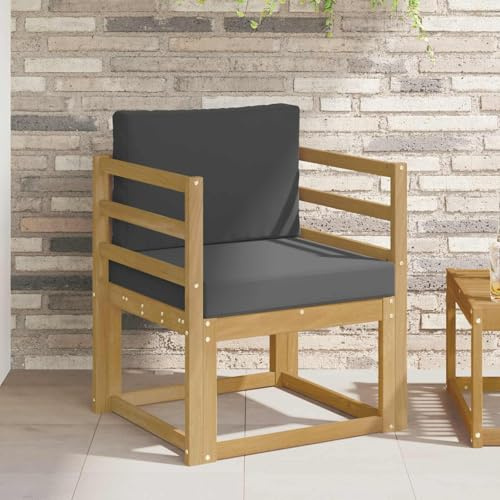 sephironlbb Set di 2 divani da esterno in legno di acacia massiccio bianco e antracite, con imbottiture resistenti alle intemperie, gruppo di sedute modulari, comodo schienale e braccioli, per