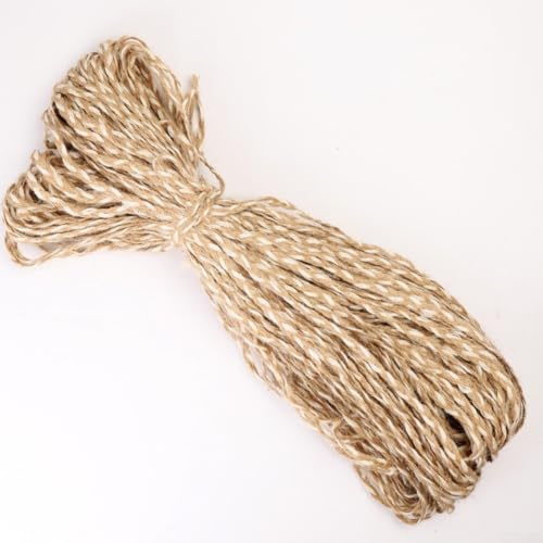 Corda di canapa per artigianato, spago di iuta naturale per imballaggio, decorazioni per matrimoni, artigianato fai da te e fettuccia di imballaggio, rotolo di corda rustico (C-100 m)