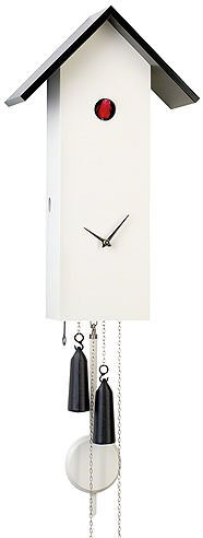 Rombach & Haas Moderne Kuckucksuhr Vogelhaus Simple Line weiss 8-Tagewerk 41 cm