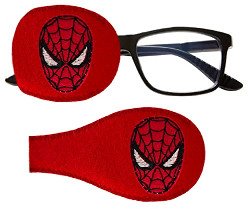 SuperPatchDesigns Kinder und Erwachsene orthoptic Eye Patch für Amblyopie Lazy Eye okklusion Therapie Behandlung Design # 17 Spid Man On rot, Rot