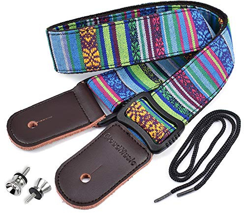 CLOUDMUSIC Ukulele Strap Tenor Concert Soprano Baritone Coloful Hawaii Floral Patterns For Adult Size Kids(National Blue)