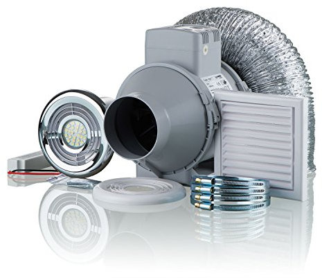 Blauberg UK Turbo –Kit de ventilador para la ducha del baño de 100 mm con temporizador y luz LED.
