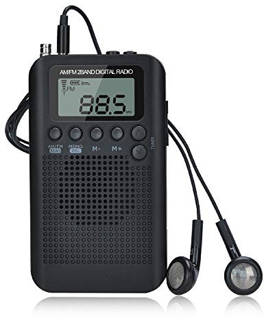 Songway Am/FM Pocket Radio Digital Relojes de Alarma Temporizador de sueño Altavoz Incorporado Radio portátil pequeña con Auricular para Actividades al Aire Libre, Correr, IR de excursión, Viajar