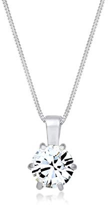 Elli Halskette Damen Panzer Solitär Funkelnd mit Kristall in 925 Sterling Silber