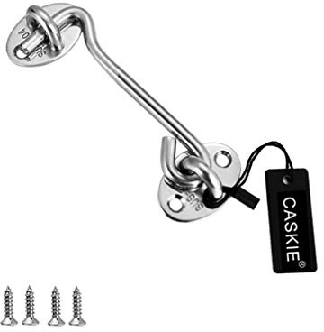 Sturmhaken, Kabinenhaken 304 Edelstahl Helter Locking Türschloss für Türen Garagentor Fenster Silber (100mm /4'')