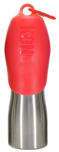 KONG H2O Wasserflasche und Futternapf für Hunde, Edelstahl, 750 ml, Rot
