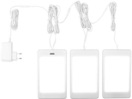 Luminea Leiste: 3er-Set LED-Unterbaupanels mit IR-Sensor, 36 SMD-LEDs, 370 lm, 5,5 W (Unterschrankleuchten, Unterbau, Schrankbeleuchtung Bewegungssensor)
