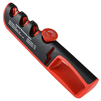 Kitchen Knife Sharpener Knives Sharpening - Professional 3 Stage Manual Sharpener Sharpening Kitchen Knives for Kinds of Knives and Scissors (Black)