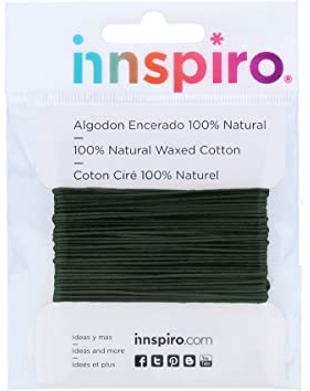 INNSPIRO Cordoncino cotone cerato fine verde oliva 1,5 mm. 5 m.