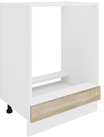 VCM Ofenschrank Breite 60 cm Herdumbauschrank Herdschrank Backofenschrank Esilo Weiß/Sonoma-Eiche