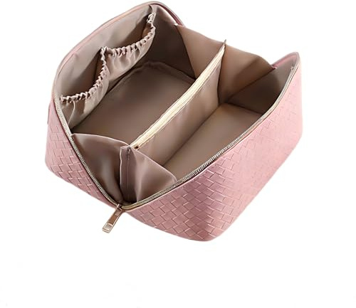 Bestash Reise Kosmetiktasche Damen mit Großem,Tragbare Reise Make Up Tasche,Wasserdichter Schminktasche kulturtasche mit Trennwand Tasche Organizer (Kirschrosa)