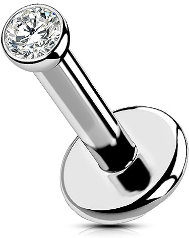 OUFER Body Piercing Push In Labret Stud Piercing 6mm/8mm/10mm/12mm Threadless Lip Bars Titan Helix Tragus Ohrring Piercing Schmuck 16G Tragus Helix Lippenpiercing Bars