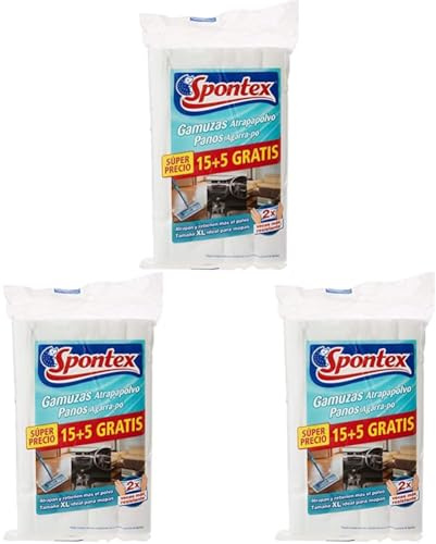 Spontex Gamuzas Atrapapolvo 20 Unidades, Negro, Pack de 1, 20, 20 unidad, 1 (Paquete de 3)