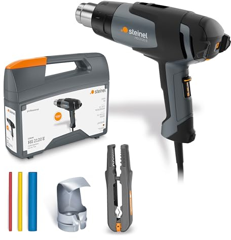 Steinel pistola de aire caliente HG 2120 E Set para electricistas, 2200 W, pistola de aire caliente 80-630°C incl. pelacables, tobera reflectora, manguito termorretráctil