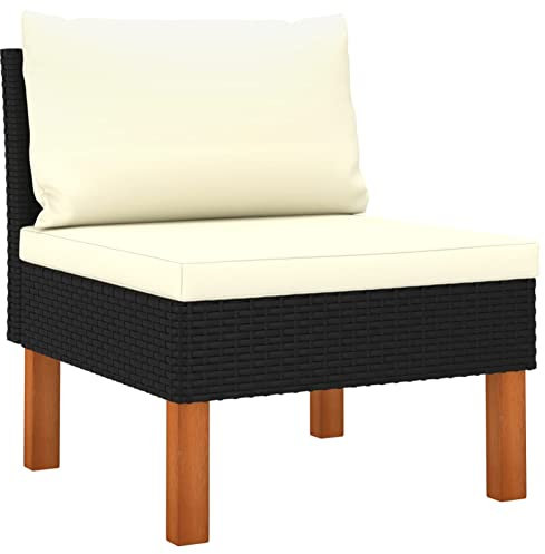 Rantry Mittelsofa Sofa Modular Möbel Gartensofa Sofa Lounge Gartenmöbel Einzelsofa Mittelsofa für Outdoor Garten Poly Rattan und Eukalyptus Massivholz