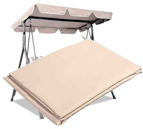 Garden 2 & 3 Seater Sizes Swing Seat Chair Replacement Canopy Roof Cover Waterproof/Uv Resistant Waterproof Outdoor Swing Roof Spare Cover,Beige,195X125cm(77x49'')