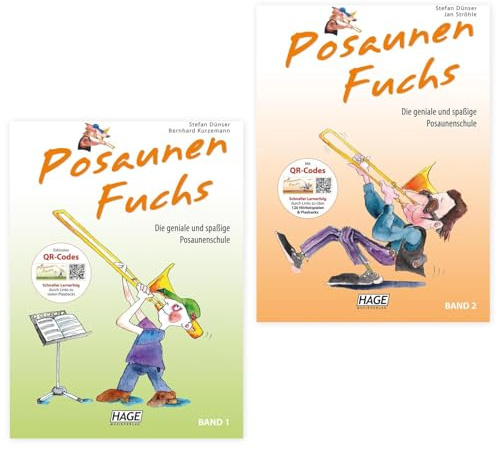 Posaunenfuchs Band 1 + Band 2 | mi QR-Codes | Hage Musikverlag | Stefan Dünser/Jan Ströhle | Posaunen Fuchs EH3811 + EH3812 | ISBN 9783866260818 + 9783866260825 | Soundman Poliertuch