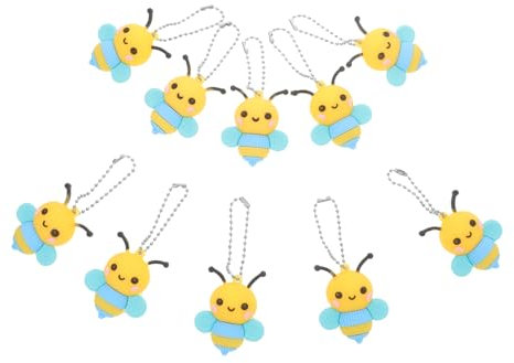 ibasenice 10pcs Bee Pendants Bee Keychains for Women Pvc Decorative Hanging Decor Diy Keychains for Gifts