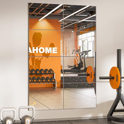 TRAHOME Wandspiegelfliesen, 40,6 x 30,5 x 20,5 cm, volle Länge, Heim-Gym-Spiegel für Garage, Schlafzimmer, Wohnzimmer, über der Tür
