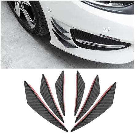 ZHOUFUDA 6 Stück Auto Frontspoiler Frontstoßstange Spoiler für Ford kuga 2019-2025, Auto-Spoiler Canards Kit, Frontstoßstange Lippe Splitte, Anti-Kollision Streifen,B-Carbon Fiber