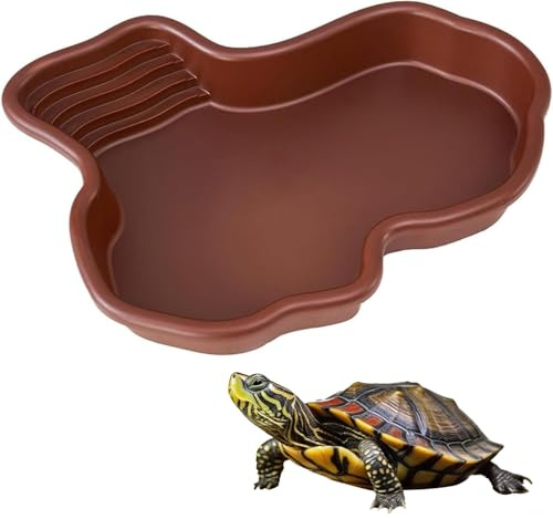 Jsleid Rettile Mangiatoia, Vasca per Rettili, Grande per Tartarughe Rettili, Vasca da Bagno per Tartarughe con Rampa, Antiscivolo, per Tartarughe, Lucertole, Rettili Gechi