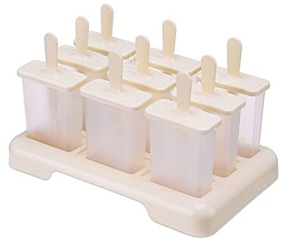 El molde de hielo creativo DIY se puede reutilizar Molde for helado casero DIY Moldes for paletas de postre con palitos Molde for paletas de jugo for congelador Soporte for máquina de helado(Beige)