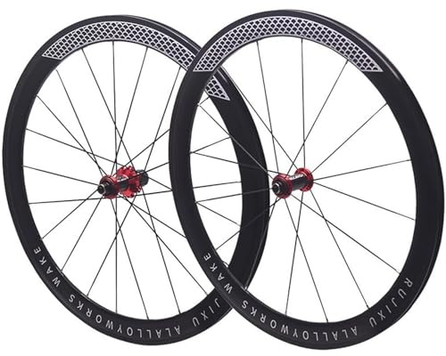 700C V/C Fälgbroms Road Bike Hjulset 30mm 40mm 50mm Cykelfälgar Framhjul Bakhjul Snabbkoppling Lagerkassetter 7-12 växlar,Red,50MM