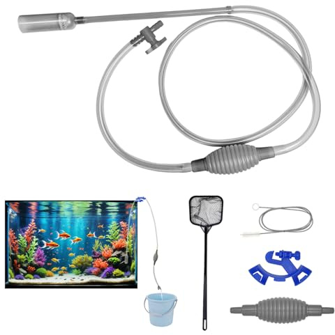 Fish Tank Cleaner Aquarium Fish Tank Water Changer Cleaner Set, 8.5ft | Manual Vacuum Siphon Pump Water Drainer Changers Gravel Cleaners with Adjustable Flow Out Valve